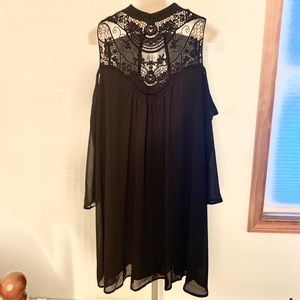 Black High Neck Cold Shoulder Dress